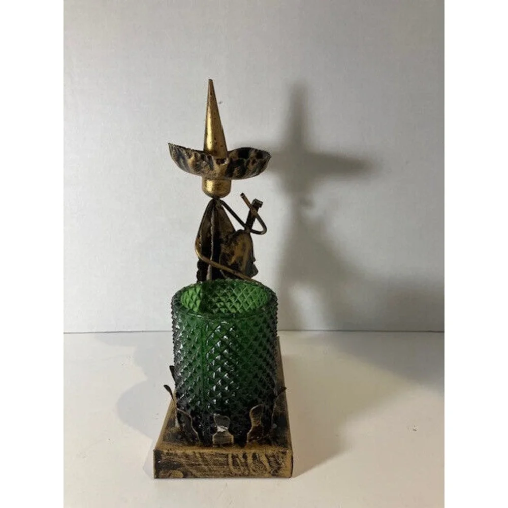 Metal Mariachi Votive Holder Vintage‎ Hong Kong Original Green Votive Cup 8